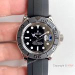 Replica Rolex Yacht-Master Watch SS Black Dial Black Rubber Clone ETA2836